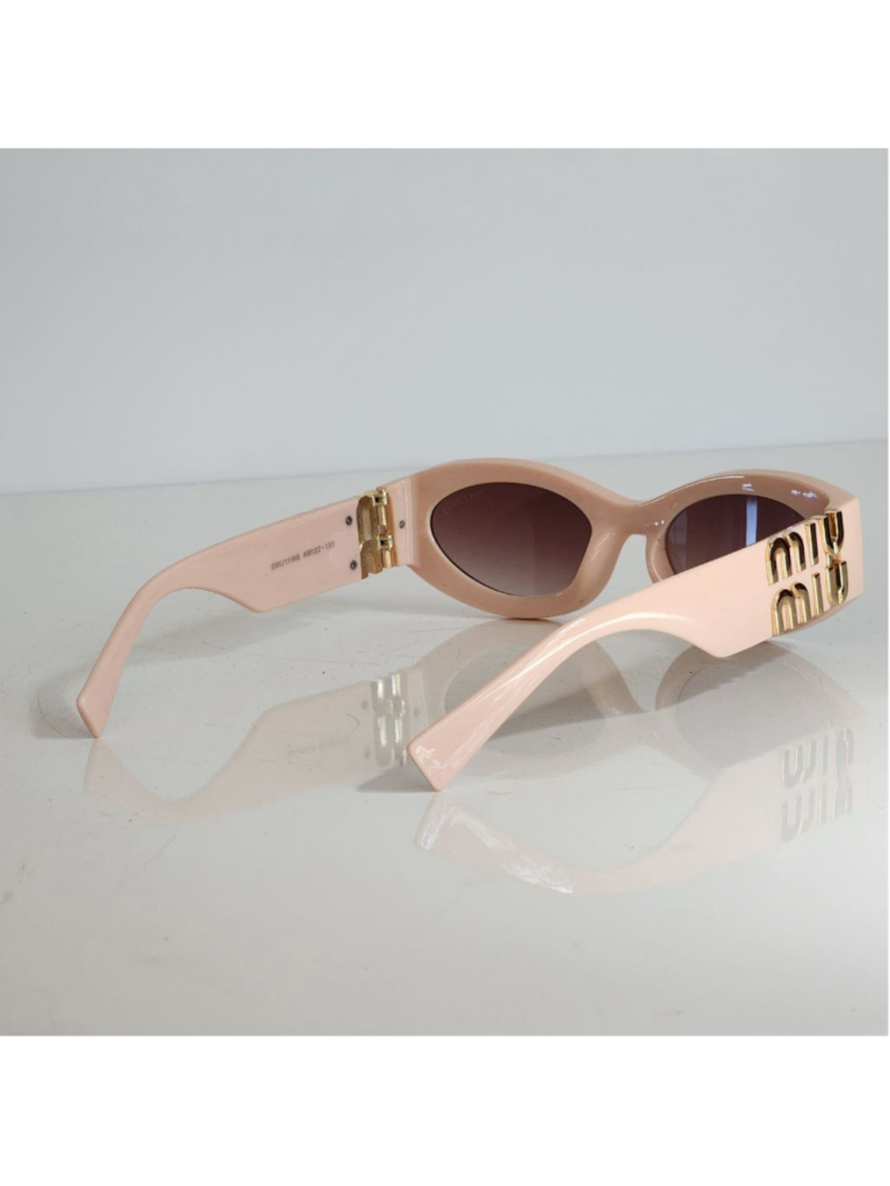 MIU MIU NEW Pink Gold Oval Sunglasses SMU11WS - Picture 5 of 10